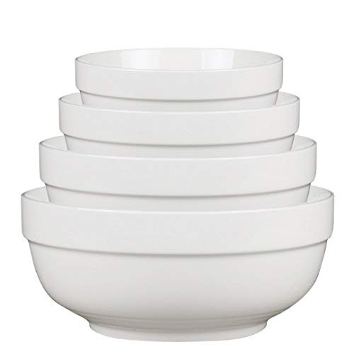 HMIN Ceramic Mixing Salad Soup Bowl 65432718OZ Porcelain Mixing Cereal Pasta Bowl Porcelain Mixing Serving Bowls Set of 4