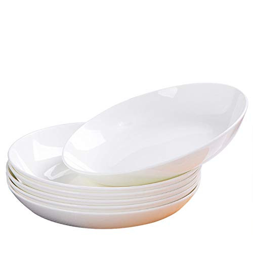 HMIN Porcelain Salad Soup Bowl 24OZ Porcelain Cereal Pasta Bowl 7_8 Inch Salad Bowl Soup Bowls Porcelain Pasta Bowl Serving Set of 6 24OZ-6PCS