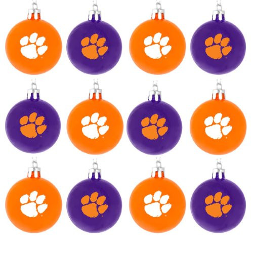 FOCO NCAA Clemson Tigers 12 Pack Ball Hanging Tree Holiday Ornament Set12 Pack Ball Hanging Tree Holiday Ornament Set Team Color One Size