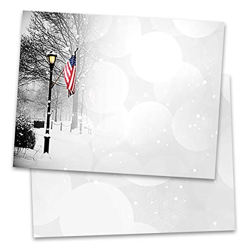 PaperDirect Patriotic Park Winter Postcards Standard Size 100 Count