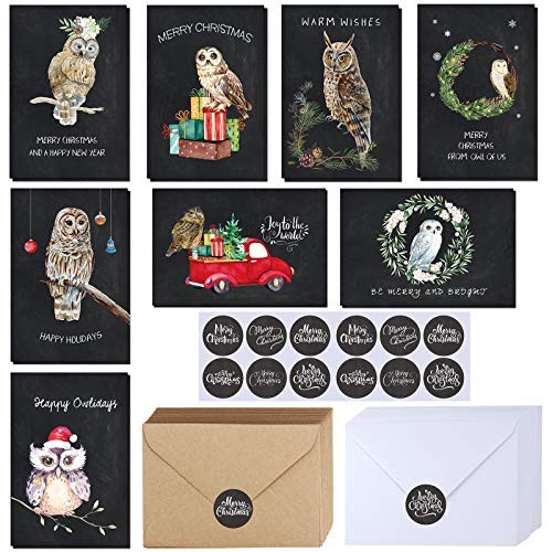 144 Sets Christmas Cards Holiday Cards with Envelopes Stickers Assortment Bulk 8 Designs Blank Vintage Owls Chalkboard Merry Christmas Cards Greeting Cards 4 x 6 for Xmas New Year Winter Festival 144 Sets Christmas Cards Holiday Cards with Envelopes Stickers Assortment Bulk 8 Designs Blank Vintage Owls Chalkboard Merry Christmas Cards Greeting Cards 4 x 6 for Xmas New Year Winter Festival