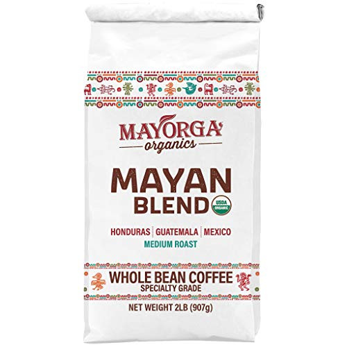 Mayorga Organics Mayan Blend Medium Roast Whole Bean Coffee Specialty-Grade USDA Organic Non-GMO Verified Direct Trade Kosher 2lb Bag