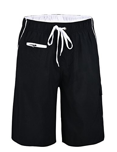 unitop Mens Lightweight Quick Dry Board Trunks Black and White 36