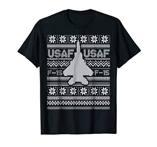 F-15 USA Ugly Christmas Sweater Tee fighter jet usaf pilot
