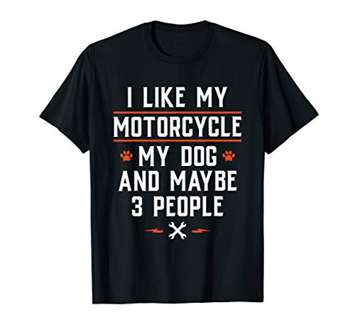 I Like My Motorcycle My Dog And Maybe 3 People - Funny Biker T-Shirt