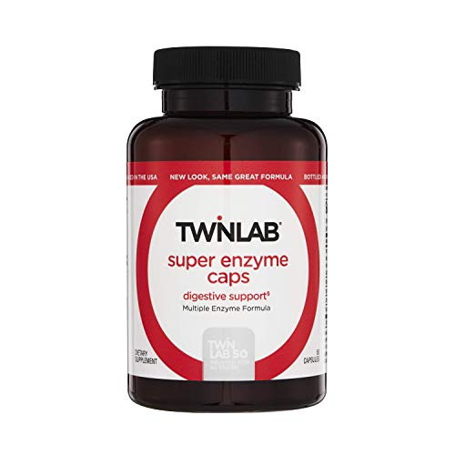 Twinlab Super Enzyme Gut Health Supplement - Digestive Enzyme Supplements for Gut Health   Bloating Relief   Energy Boost with Pancreatin Betaine Hydrochloride Pepsin Bromelain   Papain 50 Caps