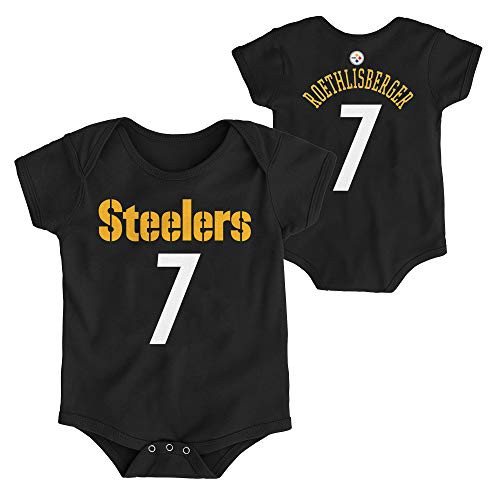 Outerstuff NFL Newborn Infants Team Color Name and Number Bodysuit Creeper 69 Months Ben Roethlisberger Pittsburgh Steelers Home Black Outerstuff NFL Newborn Infants Team Color Name and Number Bodysuit Creeper 69 Months Ben Roethlisberger Pittsburgh Steelers Home Black