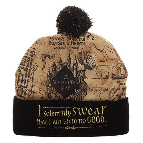 Bioworld Harry Potter Marauders Map Fur Pom Beanie Hat