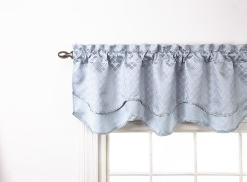 Stylemaster Renaissance Home Fashion Easton Layered Scalloped Valance with Cording, 54-Inch by 17-Inch, Sky