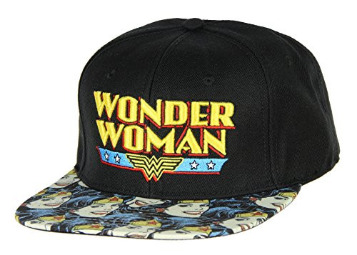 Bioworld Official Snapback- Wonder Woman Vintage Faces Bill DC Comics Hat Black