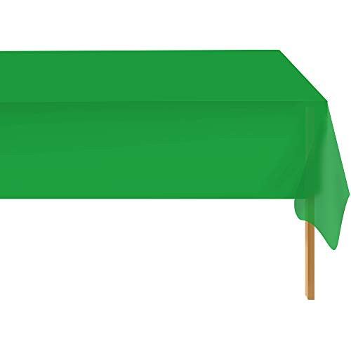Green 12 Pack Standard Disposable Plastic Party Tablecloth 54 Inch_ x 108 Inch_ Rectangle Table Cover By Zimpleware