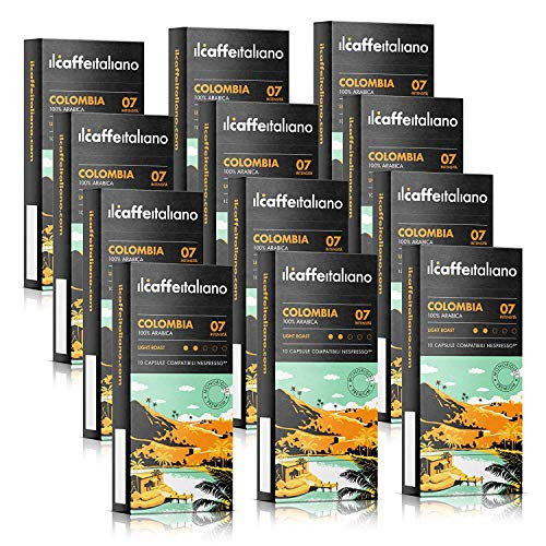 Il Caffe Italiano Coffee Capsules Compatible with Nespresso OriginalLine Certified Genuine Single Origin Colombia Pack 120 Espresso Pods Crafted in Sicily