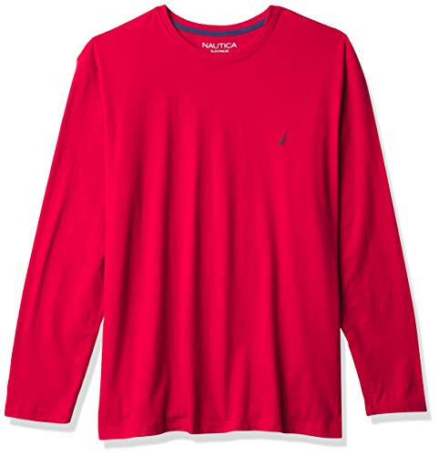 Nautica Mens J-Class Long Sleeve Sleep T-Shirt Red XX-Large