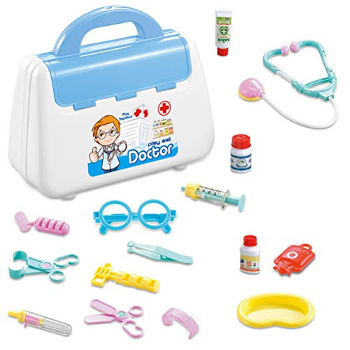 15Pcs Doctor Role Pretend Play Kit for Kids Pretend Play Educational Doctor Toys Dentist Medical Kit with Stethoscope Doctor Role Play Costume Doctor Set Toys for Toddler Boys Girls Age3