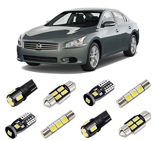 BRISHINE White Interior LED Lights Kit for Nissan Altima 2007 2008 2009 2010 2011 2012 Super Bright 6000K Interior LED Bulbs Package  License Plate Lights and Install Tool