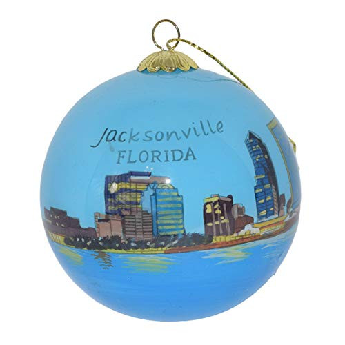 Art Studio Company Hand Painted Glass Christmas Ornament - Jacksonville Florida Skyline Art Studio Company Hand Painted Glass Christmas Ornament - Jacksonville Florida Skyline