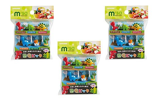 Torune Food Picks Bento Lunch Accessories Dinosaur Mini Short Picks 6 pcs x 3pks 18picks P-3444
