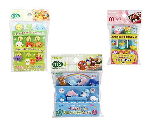Torune Food Picks Bento Lunch Accessories Forks Cute Animal Mini Short Picks assort total 20 pcs P-3116 P-3081 P-3400