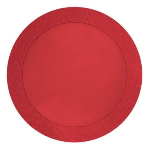Creative Converting 8-Count Round Paper Placemats with 2" Glitter Border, Glitz Red