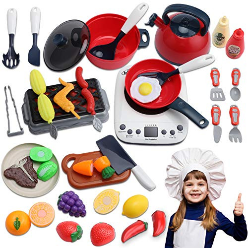 35 PCS Kitchen Pretend Play Accessories Role Play Cutting Fruits Vegetables Food Toy   Cooking Set Cookware Pots and Pans Playset BBQ Toy Cooking Utensils Accessories for Toddler Kids Girls Boys 35 PCS Kitchen Pretend Play Accessories Role Play Cutting Fruits Vegetables Food Toy   Cooking Set Cookware Pots and Pans Playset BBQ Toy Cooking Utensils Accessories for Toddler Kids Girls Boys