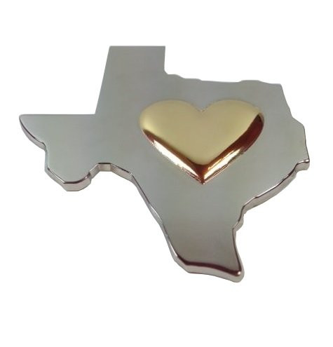 Poker Weight Premium Heart of Texas Metal Auto Emblem wGold Heart in 3D