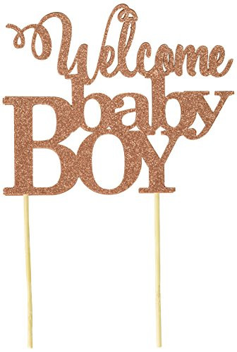 All About Details Copper Welcome Baby Boy Cake Topper