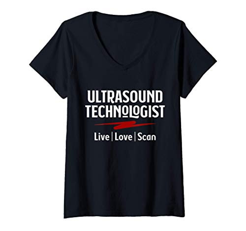 Womens Sonographer Ultrasound Tech Sonography Live Love Scan V-Neck T-Shirt
