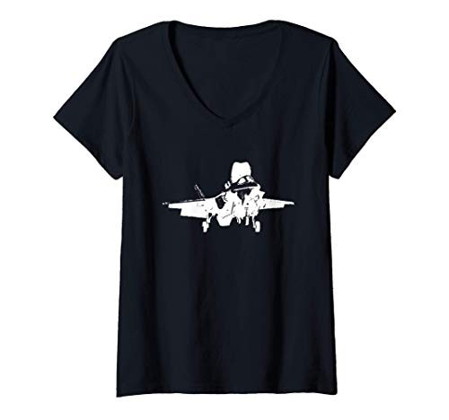 Womens F-35 Lightning STOVL Fighter Jet V-Neck T-Shirt