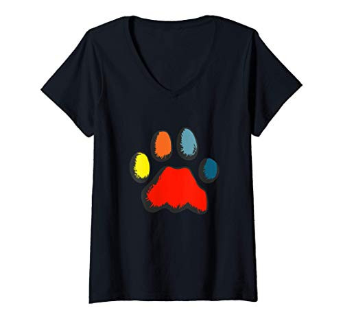 Womens Cute Puppy Dog Cat Lover Paw Print Veterinarian Vet Tech V-Neck T-Shirt