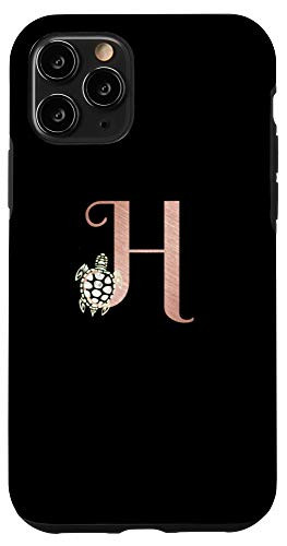 iPhone 11 Pro Letter h rose pink turtle black phone case for girls Case