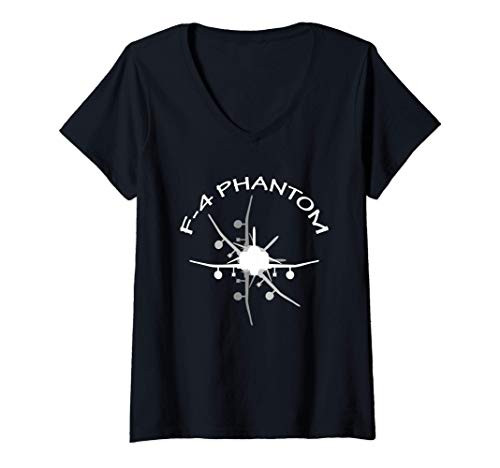 Womens F-4 Phantom Military Fighter Jet V-Neck T-Shirt Womens F-4 Phantom Military Fighter Jet V-Neck T-Shirt