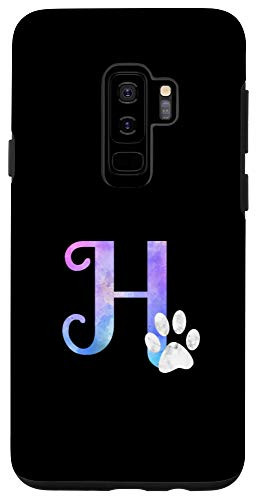 Galaxy S9 Letter H watercolor cat dog paw monogram initial H Case