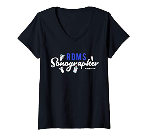 Womens Ultrasound Tech Sonographer Radiology RDMS Sonography 2 V-Neck T-Shirt