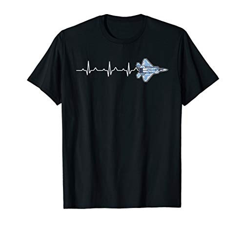 Airplane F-22 Raptor Heartbeat Pilot Flying Gift T-Shirt