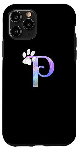 iPhone 11 Pro Letter p watercolor cat dog paw monogram initial p Case