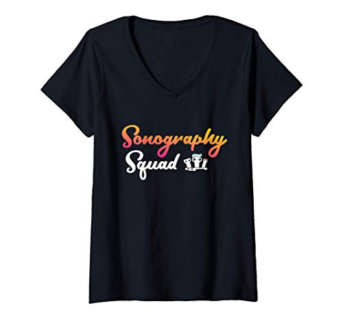 Womens Ultrasound Tech Sonographer Radiology Sonography Squad V-Neck T-Shirt