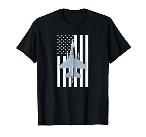 JET FIGHTER PLANE USA AMERICAN FLAG T-Shirt