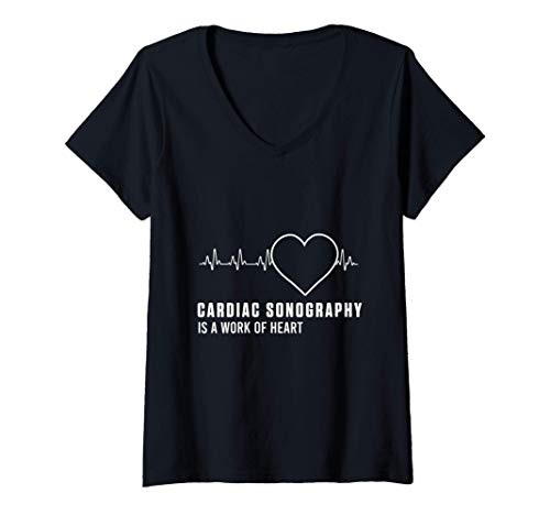 Womens Cardiac Sonographer Echo Tech Educate RDCS V-Neck T-Shirt