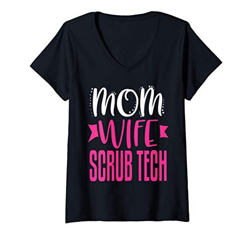 Womens Scrub Tech Mom Wife Surg Surgical Surgery Technologist Gift V-Neck T-Shirt