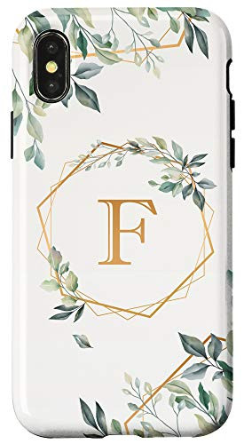 iPhone XXS Letter F Monogram Initial Personalized Name Watercolor Leaf Case