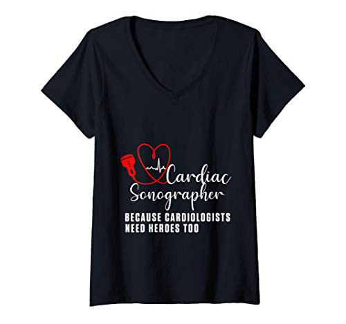 Womens Cardiac Sonographer Echo Tech Learn RDCS V-Neck T-Shirt