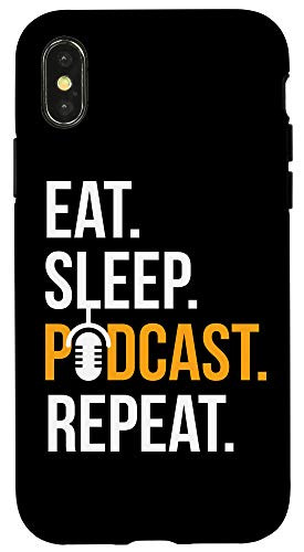 iPhone XXS Podcast Shirt Eat Sleep Podcast Repeat Gift for Podcasters Case