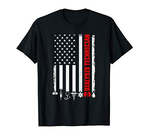 Dialysis Technician Flag Symbols Nephrology Tech T-Shirt