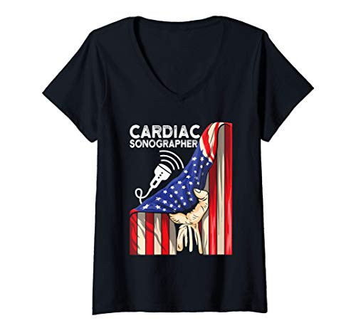 Womens Cardiac Sonographer Echo Tech Plans RDCS V-Neck T-Shirt