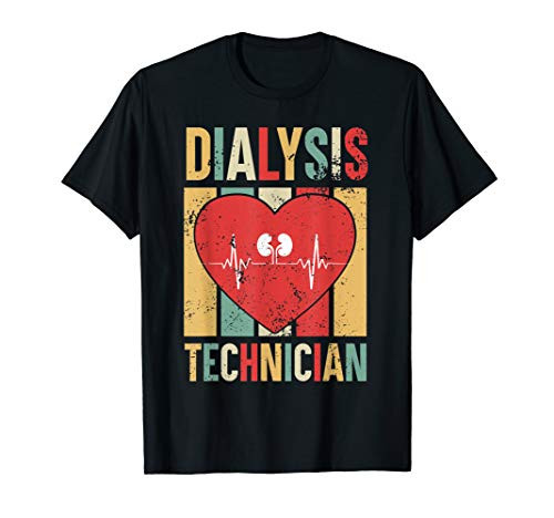 Dialysis Technician Retro Heart Nephrology Tech T-Shirt