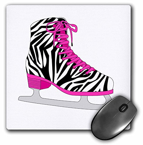 3dRose LLC 8 x 8 x 0.25 Inches Mouse Pad, Zebra and Hot Pink Ice Skate Image (mp_128505_1)
