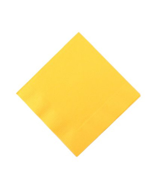 Disposable 3-Ply Luncheon Party Napkins Tableware, Yellow Sunshine, Paper , 6" x 6", Pack of 50