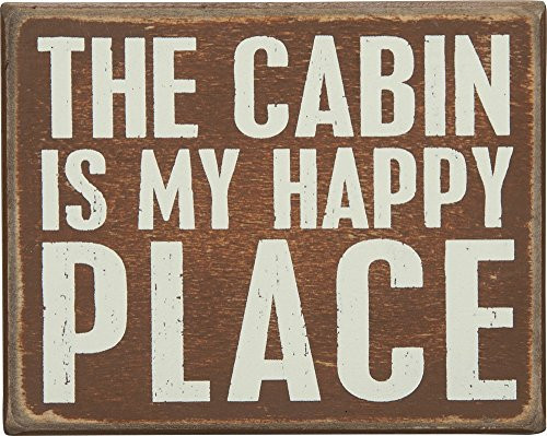 Primitives by Kathy 21443 Rustic Brown Box Sign, 5" x 4", My Happy Place