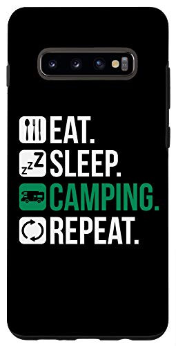 Galaxy S10 Camping Design Eat Sleep Camping Repeat Gift for RV Camper Case
