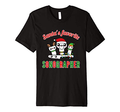 Santas Favorite Sonographer Xmas Ultrasound Tech Christmas Premium T-Shirt